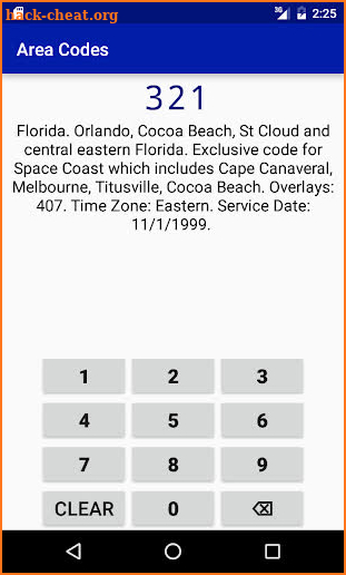 Area Codes screenshot