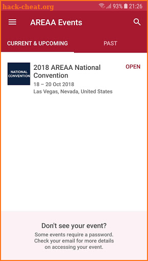 AREAA Events screenshot