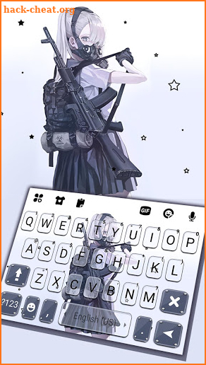 Armed Mask Girl Keyboard Background screenshot