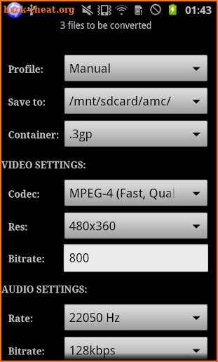 ARMV7 VFPV3 VidCon Codec screenshot
