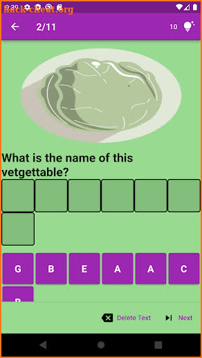 Arrange the Name Vegetables screenshot