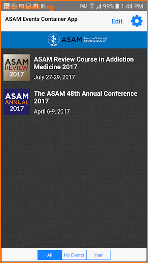 ASAM Events screenshot
