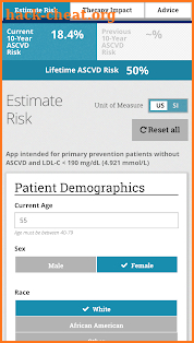 ASCVD Risk Estimator Plus screenshot