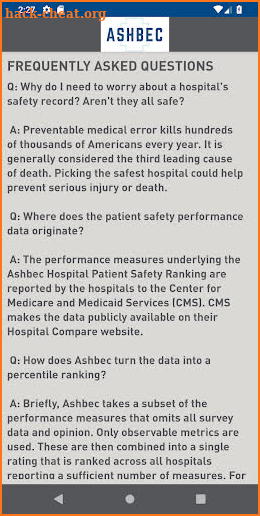Ashbec Patient Safety - Find a Safe Hospital screenshot