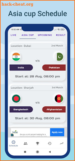 Asia cup 2022 Schedule screenshot