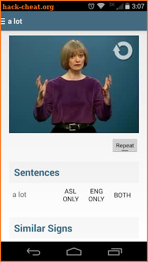 ASL Dictionary from NTID screenshot