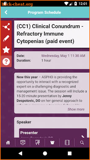ASPHO Events screenshot