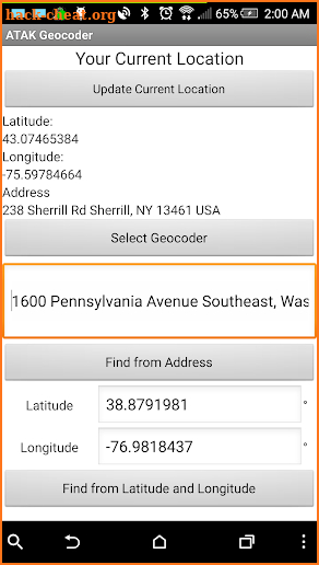 ATAK GeoCoder screenshot