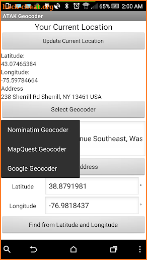 ATAK GeoCoder screenshot