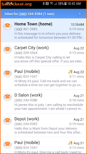 AT&T Voicemail Viewer screenshot