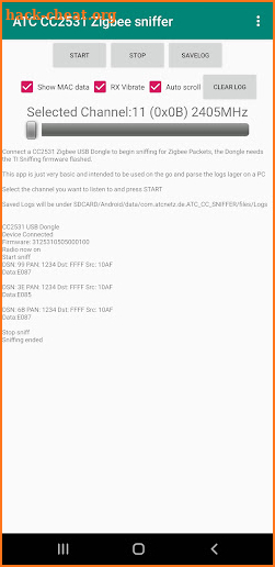 ATC CC2531 USB ZigBee Sniffer screenshot