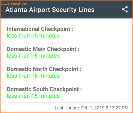 Atlanta Airport Security Lines screenshot