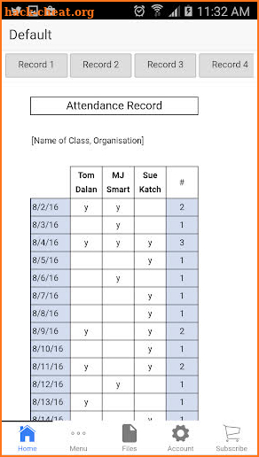 Attendance Record screenshot