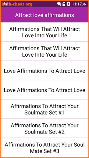 Attract love affirmations screenshot