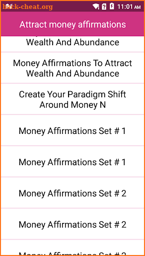 Attract money affirmations screenshot