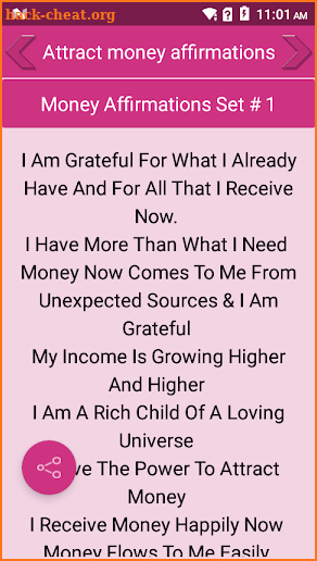 Attract money affirmations screenshot