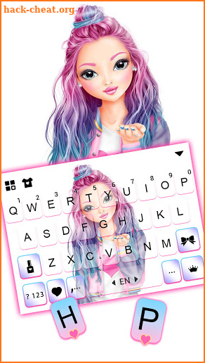 Attractive Girl Keyboard Background screenshot