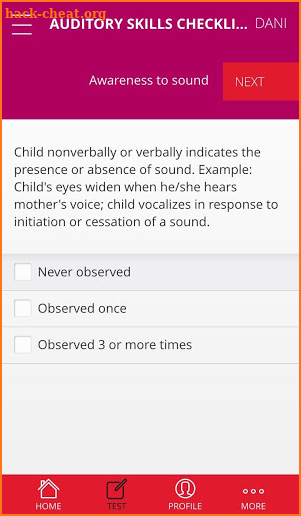 Auditory Skills Checklist Pro screenshot