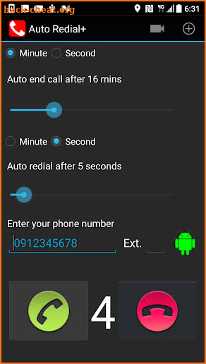 Auto Redial | call timer screenshot