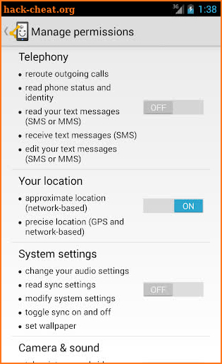 Automate settings permissions screenshot