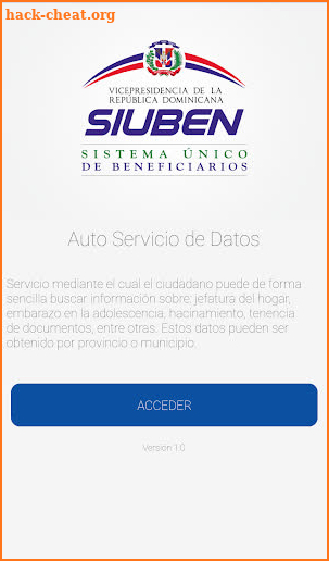 Autoservicios de datos SIUBEN screenshot