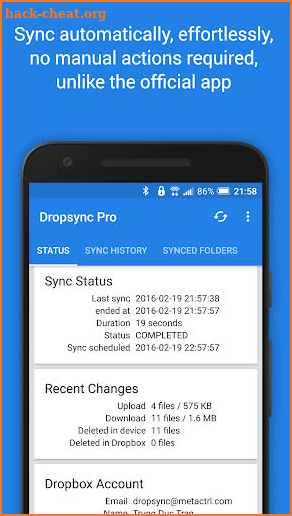 Autosync for Dropbox - Dropsync screenshot