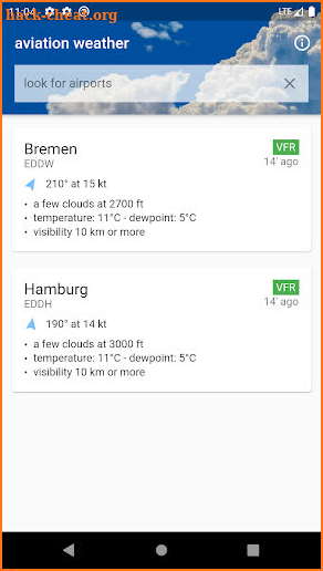 Aviation weather (METAR / TAF) screenshot