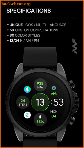 Awf OS 3 Digital - watch face screenshot