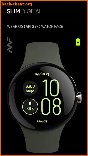 Awf Slim Digital - WearOS face screenshot