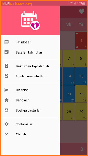 Ayollar kalendari va kundaligi screenshot