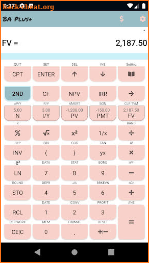 BA Plus Financial Calculator screenshot