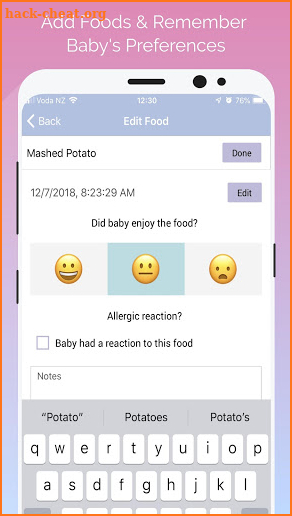 Baby Food & Allergy Tracker screenshot