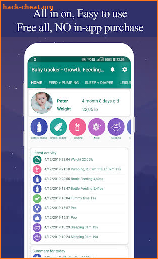 Baby tracker - feeding, sleep, diapers, growth screenshot