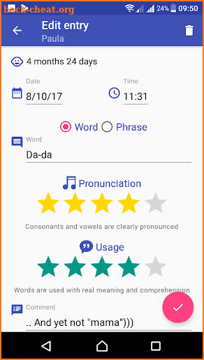 Baby Words - speech and language development diary screenshot