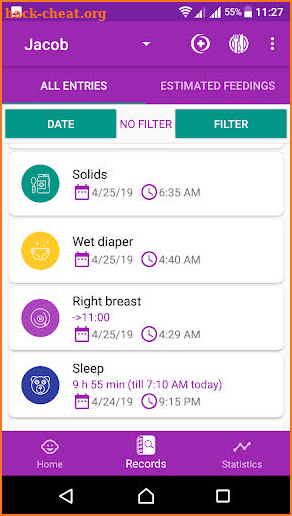 BabyAppy: breastfeeding, sleep and diapers tracker screenshot
