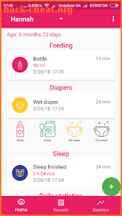BabyAppy: formula feeding, sleep and diapers screenshot
