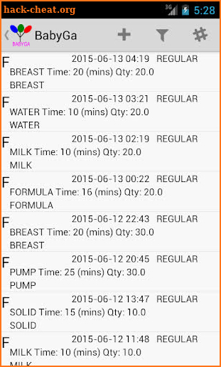 Babyga Log Track Calculator screenshot