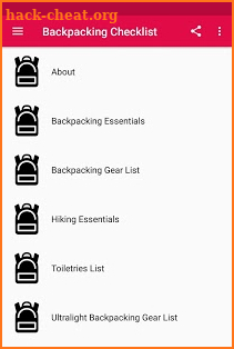 Backpacking Checklist screenshot