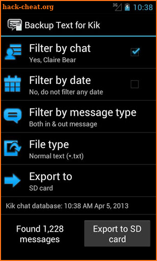 Backup Text for Kik [root] screenshot