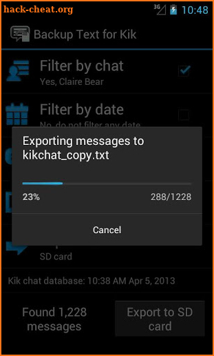 Backup Text for Kik [root] screenshot