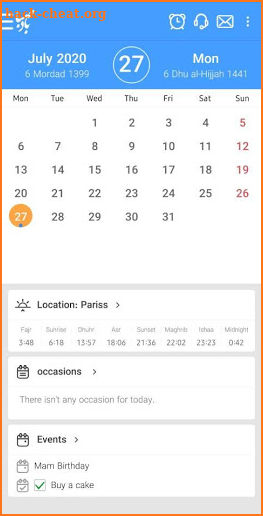BadeSaba Calendar screenshot