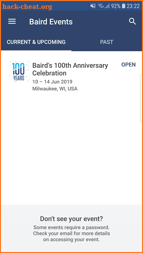 Baird Events screenshot