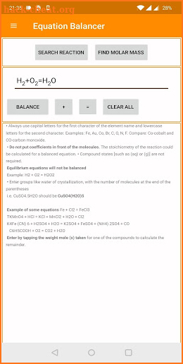 Balance Chemical Equations - Equation Balancer screenshot