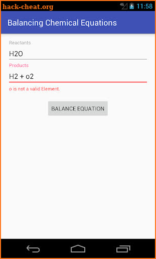Balancing Chemical Equations screenshot