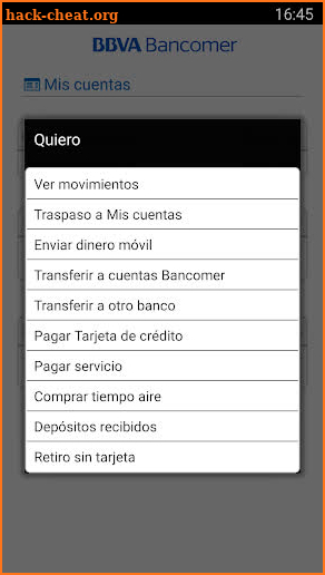 Bancomer móvil. Operaciones sin ir al banco screenshot