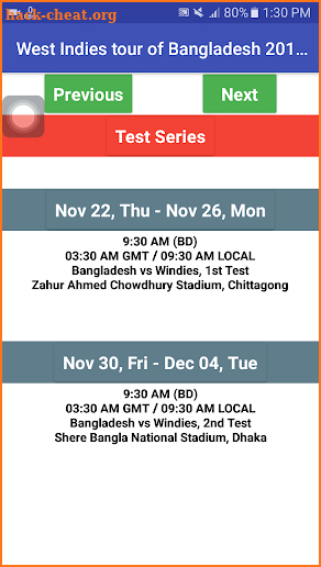 Bangladesh Vs West Indies 2018 Schedule screenshot