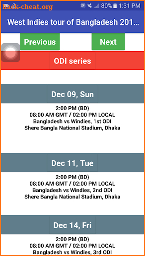 Bangladesh Vs West Indies 2018 Schedule screenshot