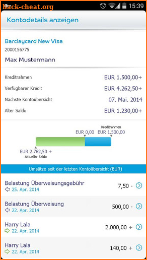 Barclaycard Deutschland screenshot