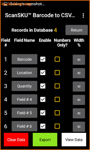 Barcode to CSV Spreadsheet screenshot