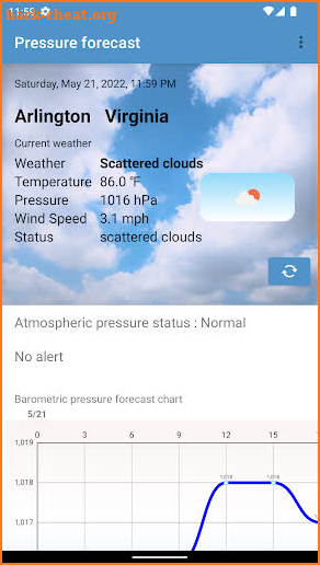 Barometric pressure forecast screenshot